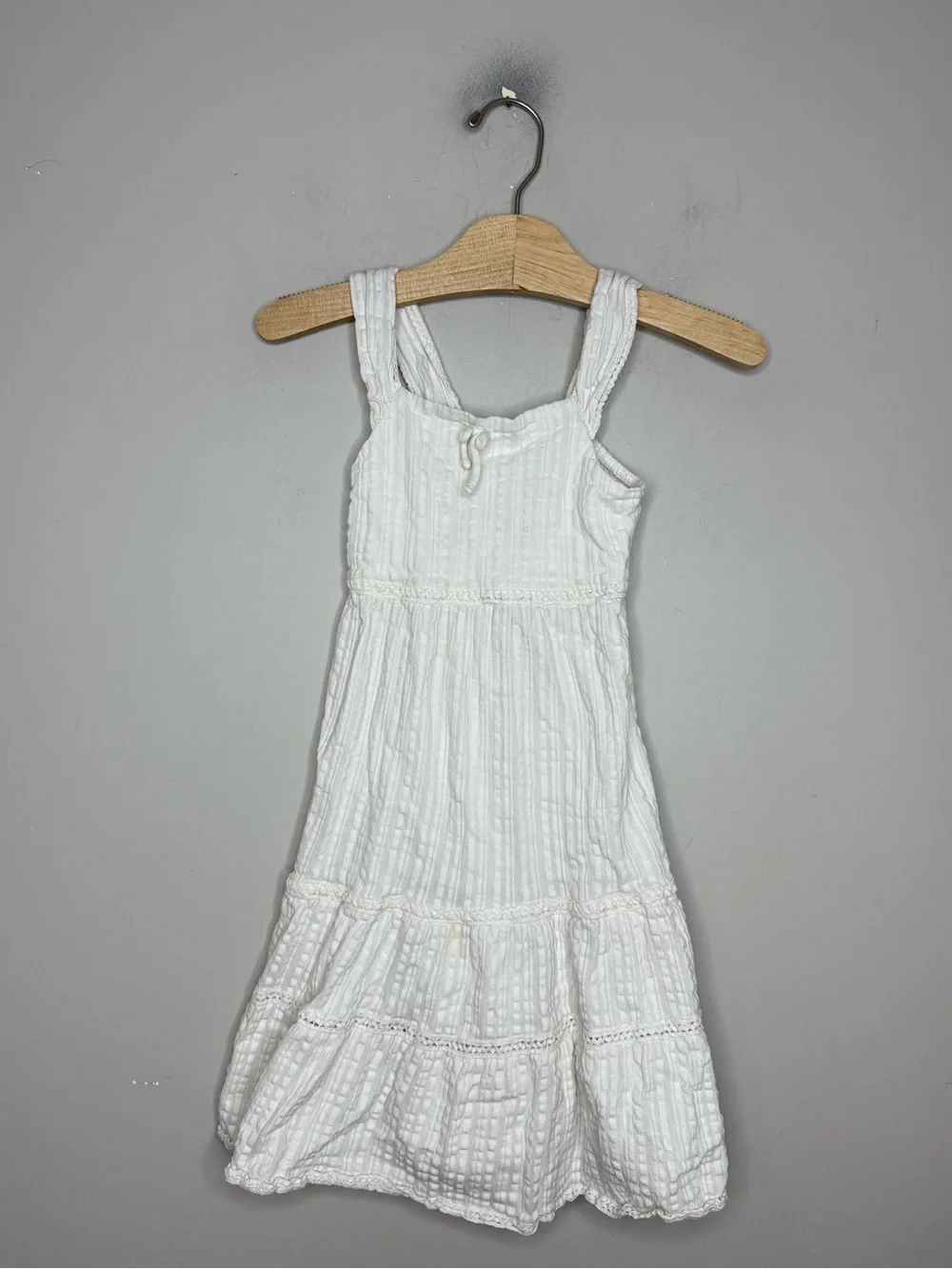 $16 ADD ON Zara dress Tiered white Girls Size 6 janie and jack cotton on kids